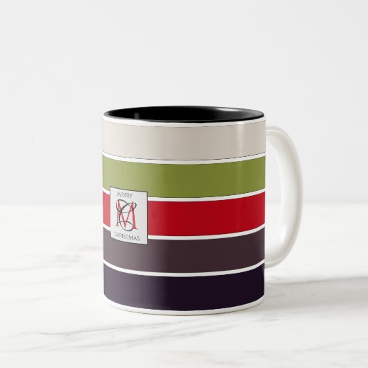 Tasse 2 Couleurs Cosy Noël Pastel Couleur Palette Monogramme (Devant droit)