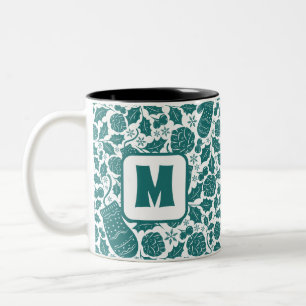 Tasse 2 Couleurs Cosy Retro Green Noël Monogramme personnalisé