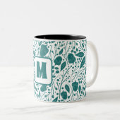 Tasse 2 Couleurs Cosy Retro Green Noël Monogramme personnalisé (Devant droit)