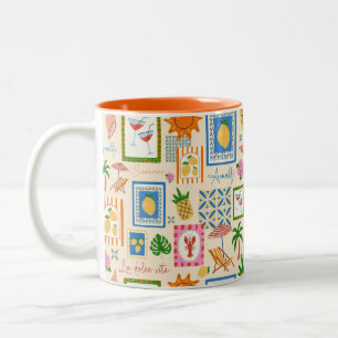 Tasse 2 Couleurs Côte amalfitaine Été Motif méditerranéen