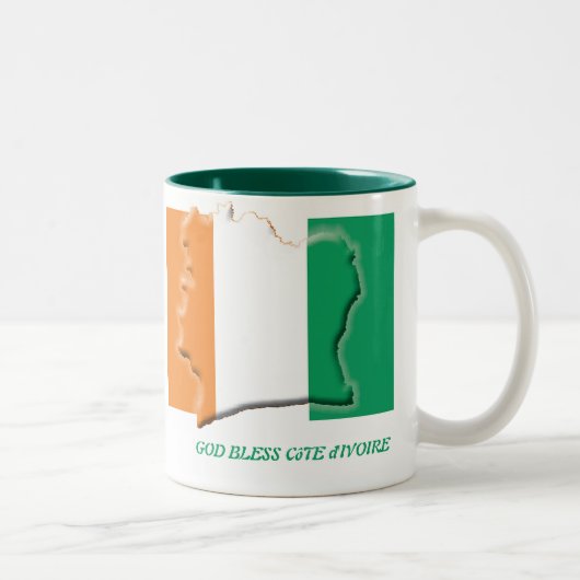 Tasse 2 Couleurs CÔTE D'IVOIRE DRAPEAU Écriture Customisée Blanc (Droit)