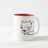 Tasse 2 Couleurs Couchage blanc mignon de chat (Devant droit)