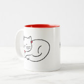 Tasse 2 Couleurs Couchage blanc mignon de chat (Devant gauche)