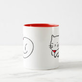 Tasse 2 Couleurs Couchage blanc mignon de chat (Centre)
