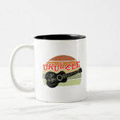 Tasse 2 Couleurs Coucher de soleil rétro Ukulele Dessin désaffecté (Gauche)