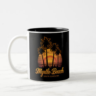 Tasse 2 Couleurs Coucher de soleil sur un palmier rétro, Myrtle Bea