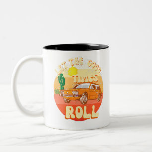 Tasse 2 Couleurs Coucher de soleil vintage de style rétro et voitur