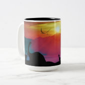 Tasse 2 Couleurs Coucher du soleil de dinosaure (Devant gauche)