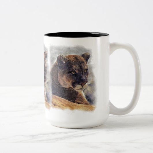 Tasse 2 Couleurs Cougar Mountain Lion Big Cat Art Design (Droit)