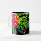 Tasse 2 Couleurs Couleur claire Tropical Floral Feuilles (Devant gauche)