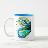 Tasse 2 Couleurs Couleur d'aquarelle d'art papillon bleu (Gauche)