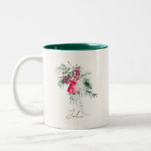 Tasse 2 Couleurs Couleur d'eau moderne Feuille Noël (Gauche)