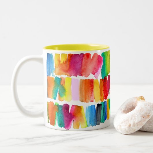 Tasse 2 Couleurs Couleurs abstraites modernes couleurs folles d'éme (Avec donut)