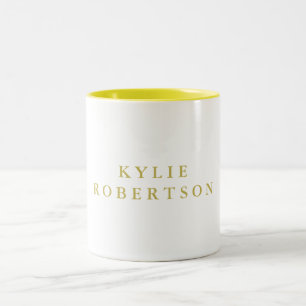 Tasse 2 Couleurs Couleurs Blanc & Or Professionnel Tendance Uni