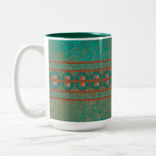 Tasse 2 Couleurs Couleurs en cuivre Turquoise sud-ouest Motif géomé