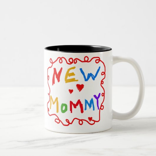 Tasse 2 Couleurs Couleurs primaires Texte Nouvelle maman   (Droit)
