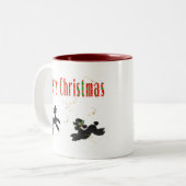 Tasse 2 Couleurs Coupe Black Poodles de Noël (Devant gauche)