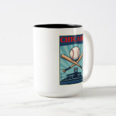 Tasse 2 Couleurs Coupe de baseball de Chicago (Devant droit)