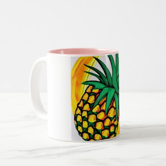 Tasse 2 Couleurs Coupe distinctive avec photos d'ananas (Devant gauche)