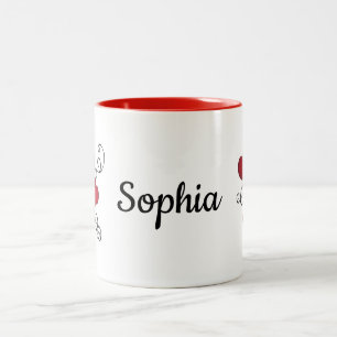Tasse 2 Couleurs Coupe monogramme de coeur rouge