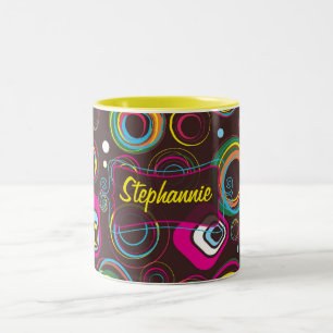 Tasse 2 Couleurs Coupe Retro Circle Carré 1950 de 1970