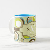 Tasse 2 Couleurs Coupe Retro Circle Motif 1970 pour l'impression de (Devant gauche)
