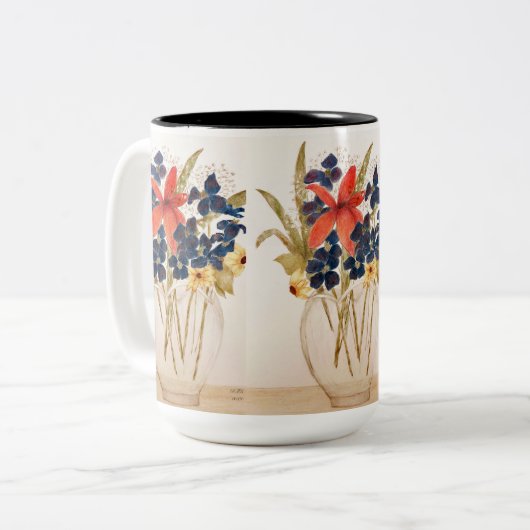 Tasse 2 Couleurs Couper le vase des fleurs (Devant gauche)