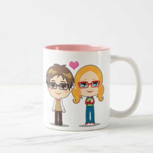 Tasse 2 Couleurs Couples de geek (Droit)