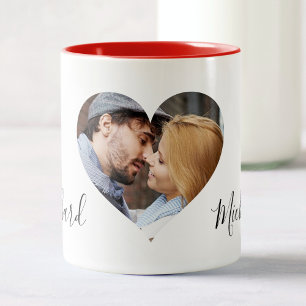 Tasse 2 Couleurs Couples personnalisés Nom photo Valentines Jour