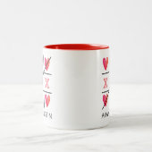 Tasse 2 Couleurs Couples Red Valentine Coeurs Tic Tac Toe (Centre)