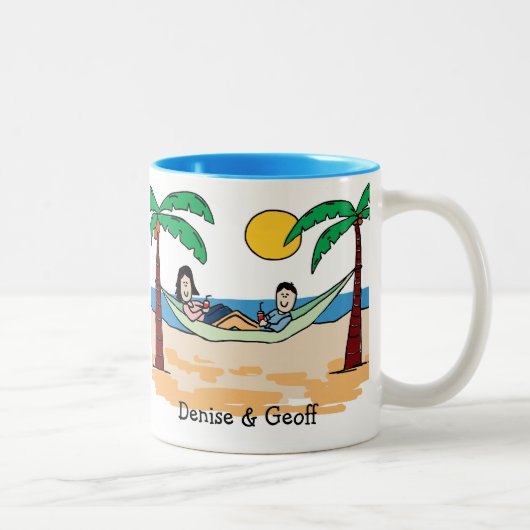 Tasse 2 Couleurs Couples Vacationing - couleur faite sur commande (Droit)