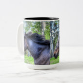 Tasse 2 Couleurs Courir Black Thoroughbred Percheron Horse Photo (Devant gauche)