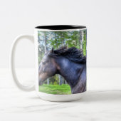Tasse 2 Couleurs Courir Black Thoroughbred Percheron Horse Photo (Gauche)