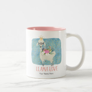 Tasse 2 Couleurs Couronne d'amour de lama aquarelle mignonne kawaii