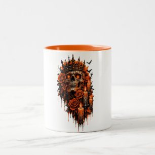 Tasse 2 Couleurs Couronne de crâne gothique Halloween Roses Sombres