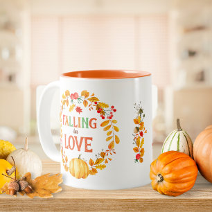 Tasse 2 Couleurs Couronne de feuilles d'automne en tombant amoureux
