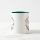 Tasse 2 Couleurs Couronne de fleurs avec un papillon, Joyeuse fête (Centre)