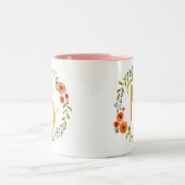 Tasse 2 Couleurs Couronne de fleurs Monogramme doré Initiale B (Centre)