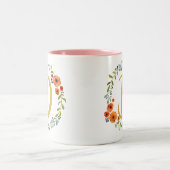 Tasse 2 Couleurs Couronne de fleurs Monogramme doré Initiale D (Centre)