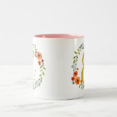 Tasse 2 Couleurs Couronne de fleurs Monogramme doré Initiale E (Centre)