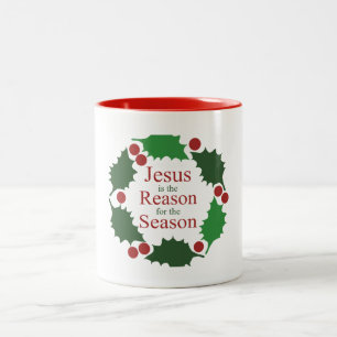 Tasse 2 Couleurs Couronne de houx Jésus raison de la saison des Fêt