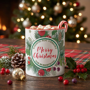 Tasse 2 Couleurs Couronne de pin classique pour Noël en famille