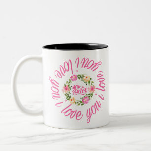 Tasse 2 Couleurs Couronne florale / Je t'aime