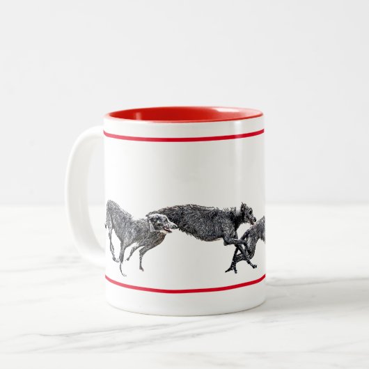 Tasse 2 Couleurs, Course de scottish deerhounds (Devant gauche)