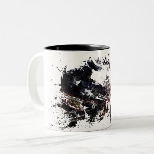 Tasse 2 Couleurs Course Moto-x (Devant gauche)