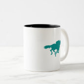 Tasse 2 Couleurs Course Turquoise de chevaux verts (Devant droit)