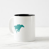 Tasse 2 Couleurs Course Turquoise de chevaux verts (Devant gauche)