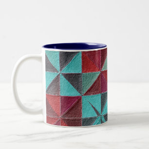 Tasse 2 Couleurs courtepoint rouge, sarcelle, violet et gris