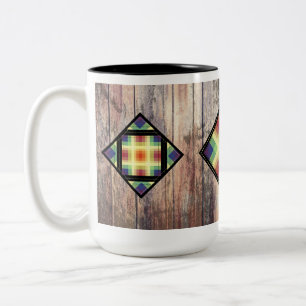 Tasse 2 Couleurs Courtepointes arc-en-ciel contre bois de grange