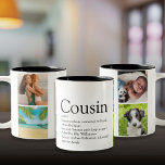 Tasse 2 Couleurs Cousin 4 Photo Moderne Fun Cool Définition<br><div class="desc">Personnalisez votre cousin spécial pour créer un cadeau unique. Une façon parfaite de leur montrer à quel point ils sont extraordinaires chaque jour. Conçu par Thisisnotme©</div>